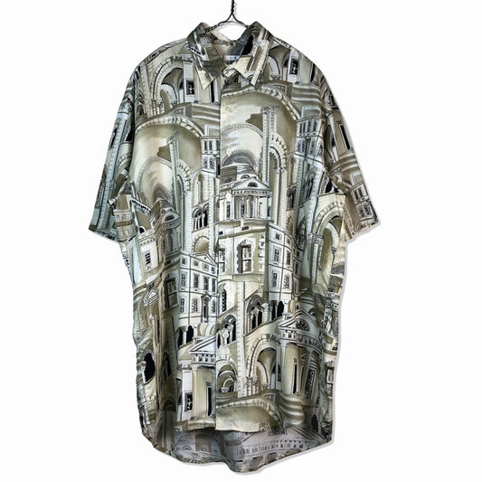 90s PERRY ELLIS Allover Print Shirt M [ 10070 ]