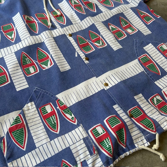 90s MICHIGAN RAG Boat Pattern Jacket L/XL [ 10513 ]