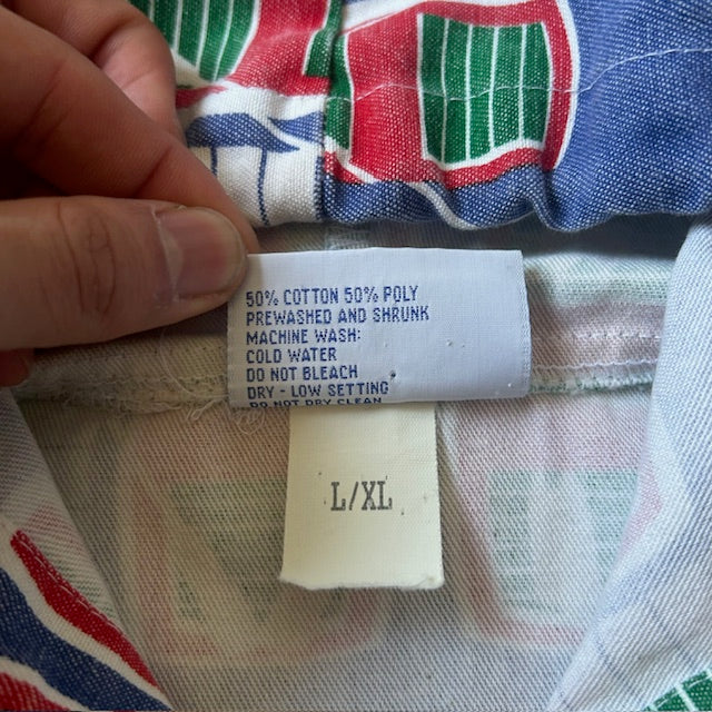 90s MICHIGAN RAG Boat Pattern Jacket L/XL [ 10513 ]