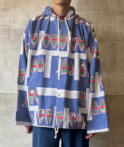 90s MICHIGAN RAG Boat Pattern Jacket L/XL [ 10513 ]
