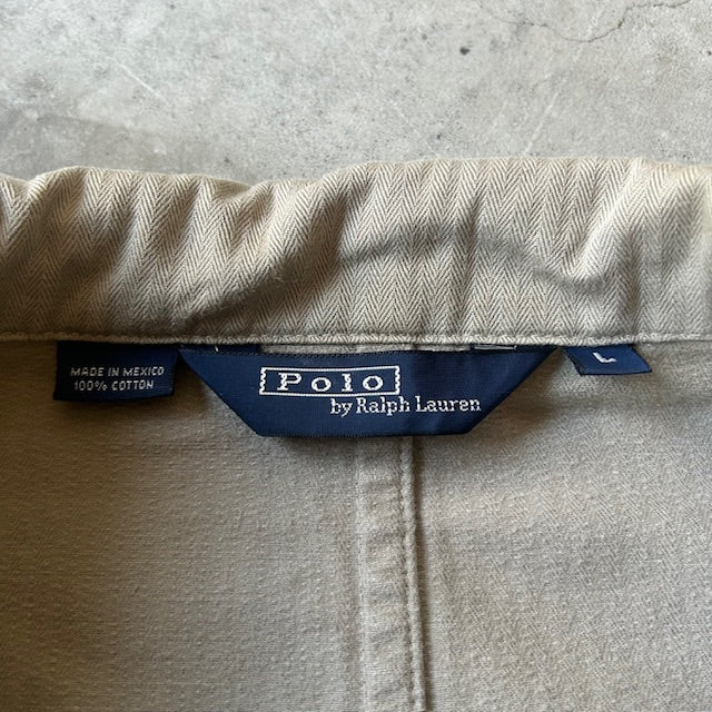 80s Polo by Ralph Lauren Herringbone Tailored Jacket L [ 10527 ]