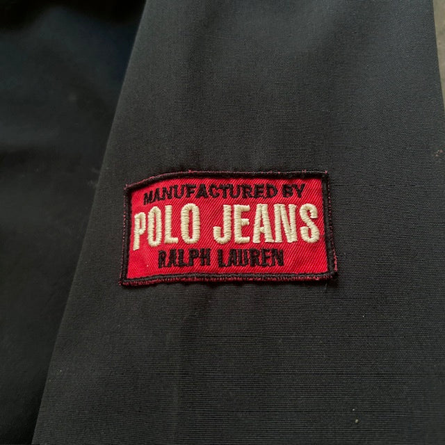 90s POLO JEANS CO. Twill Fabric Anorak Hoodie L [ 10528 ]