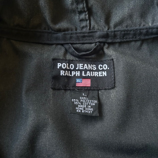 90s POLO JEANS CO. Twill Fabric Anorak Hoodie L [ 10528 ]