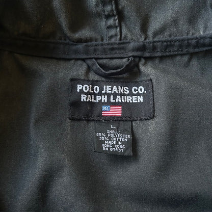 90s POLO JEANS CO. Twill Fabric Anorak Hoodie L [ 10528 ]