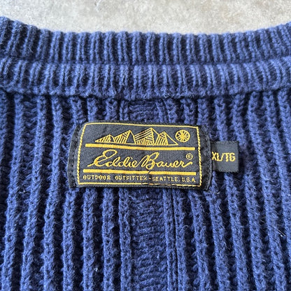 90s Eddie Bauer Cotton Knit Cardigan XL [ 10540 ]