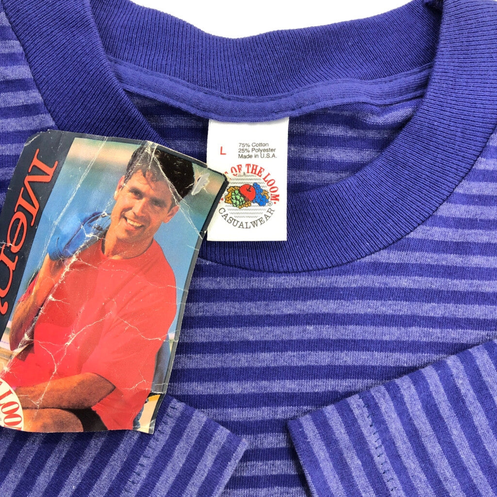 90s Border T-Shirt L [ 10606 ]