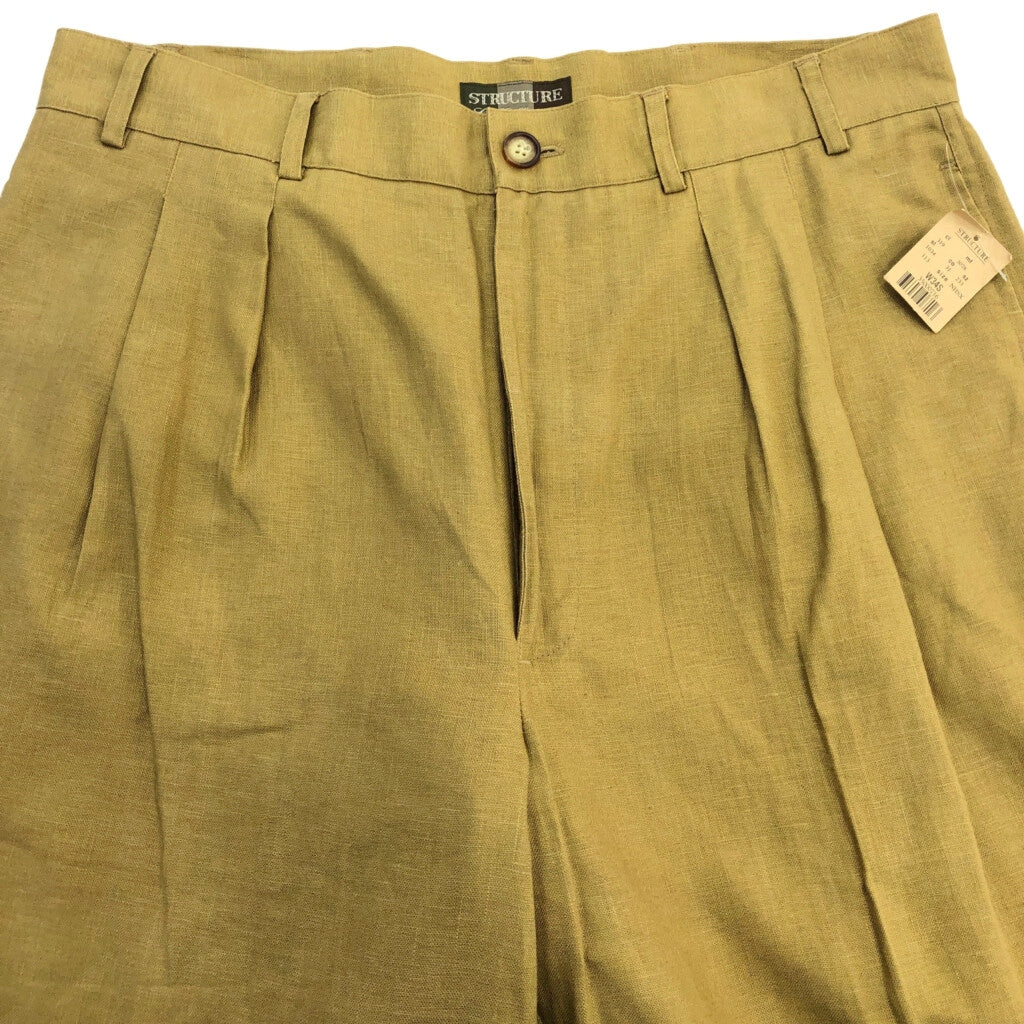 90s STRUCTURE 2tack Linen Slacks 34S [ 10618 ]