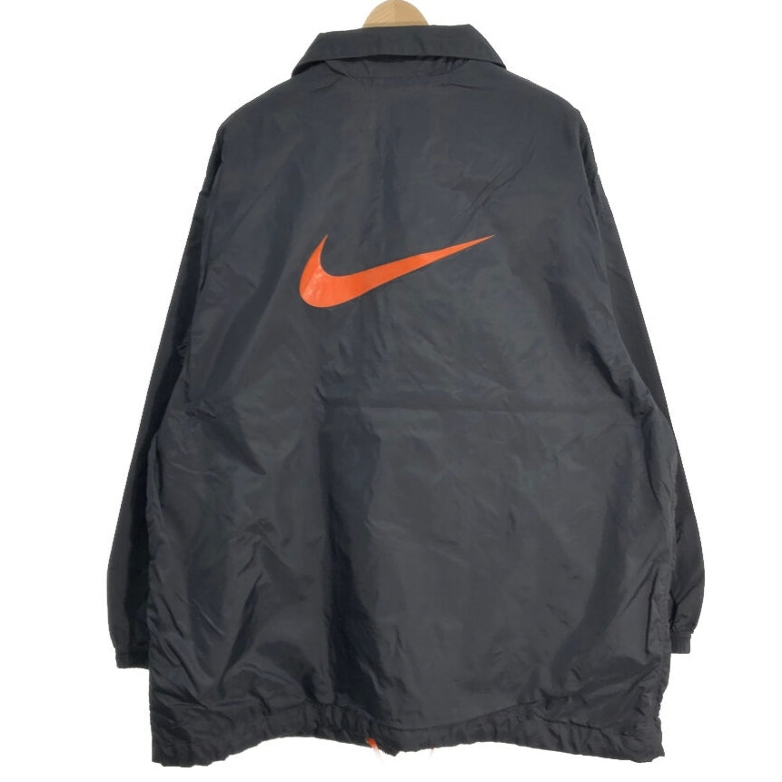 90s NIKE Logo Nylon Coach Jacket 黒 XL相当 銀タグ ナイキ
