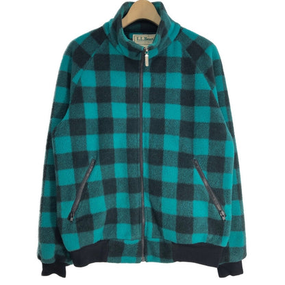 80s L.L.Bean Check High Neck Fleece Jacket M [ 10673 ]