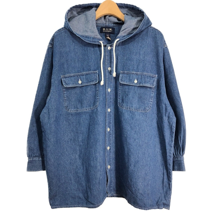 00s BUM EQUIPMENT Chambray Hoodie Shirt L [ 10713 ]
