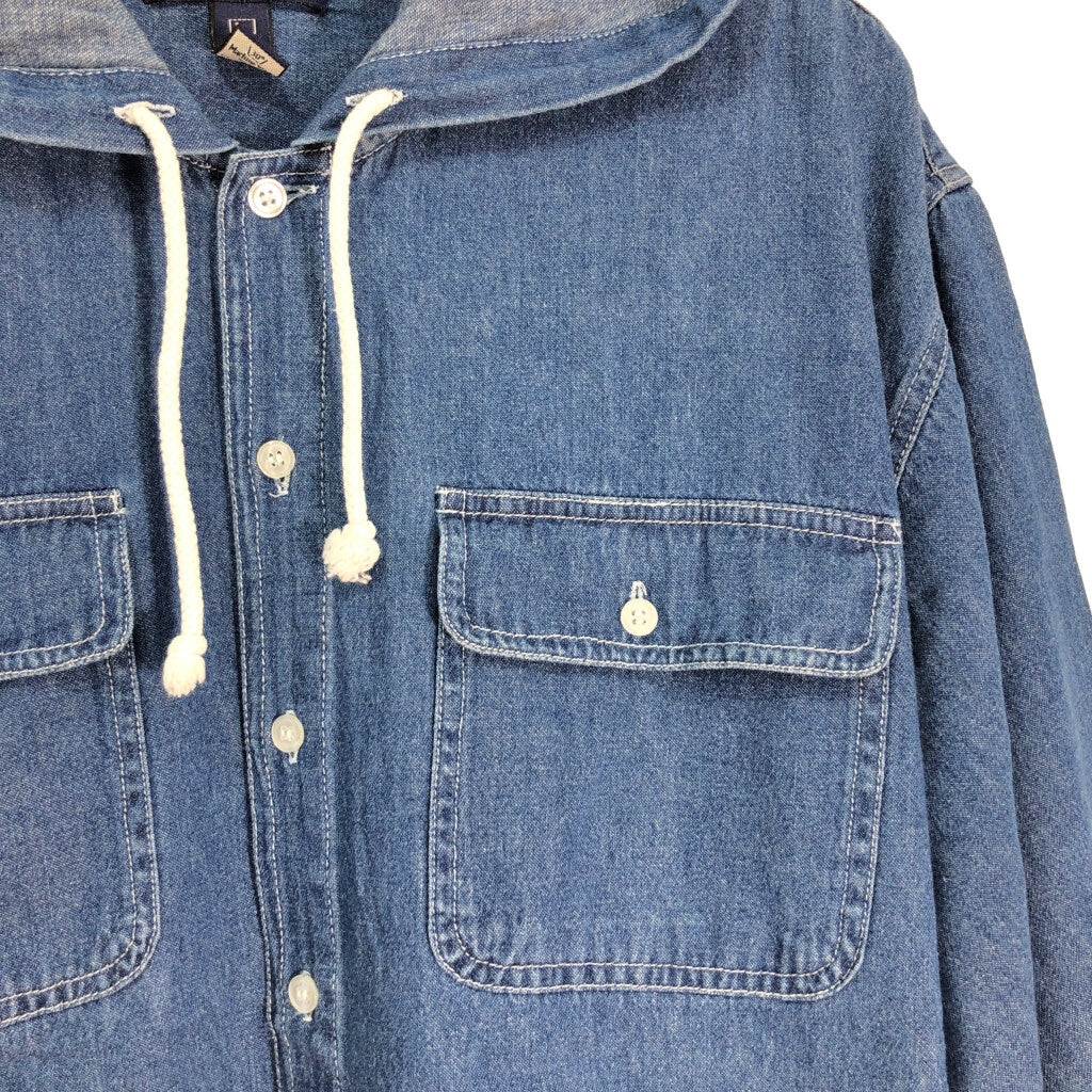 00s BUM EQUIPMENT Chambray Hoodie Shirt L [ 10713 ]