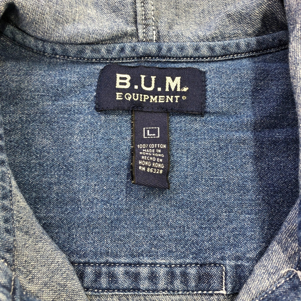 00s BUM EQUIPMENT Chambray Hoodie Shirt L [ 10713 ]