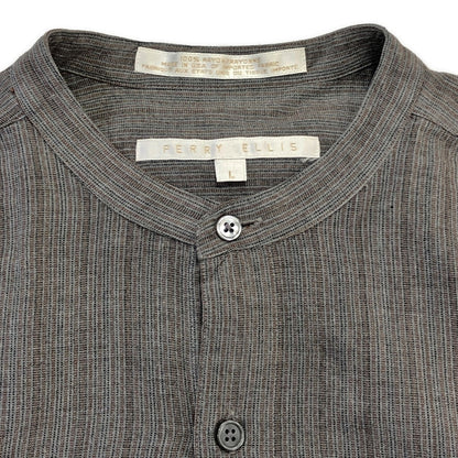 90s PERRY ELLIS Band Collar Shirt L [ 10746 ]