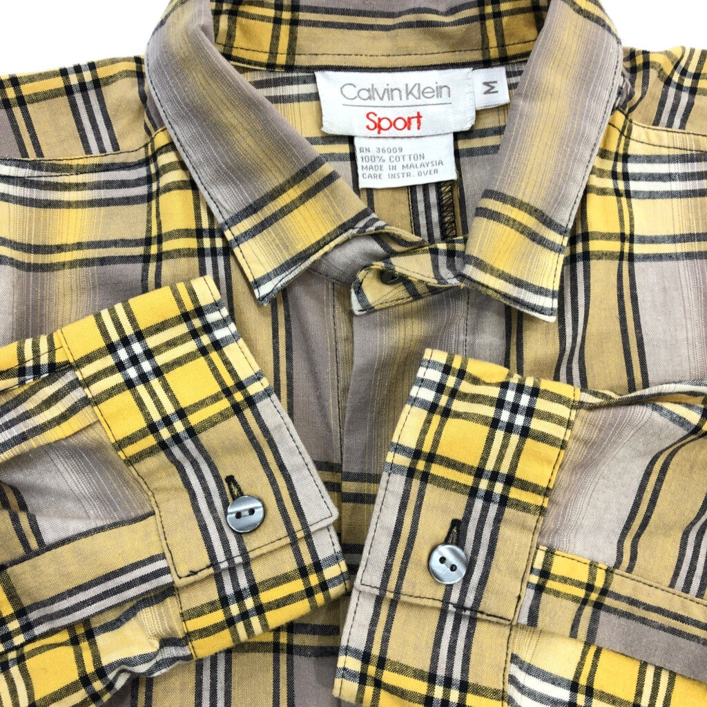 90s Calvin Klein Sport Checkered Long Sleeve Designed Shirts M [ 10766 ]