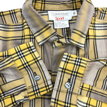 90s Calvin Klein Sport Checkered Long Sleeve Designed Shirts M [ 10766 ]