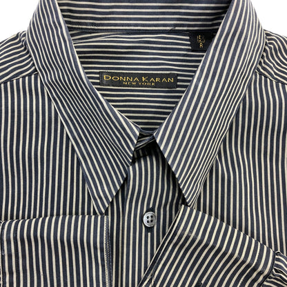 00s DONNA KARAN Stripe Long Sleeve Shirts 15.5 [ 10767 ]