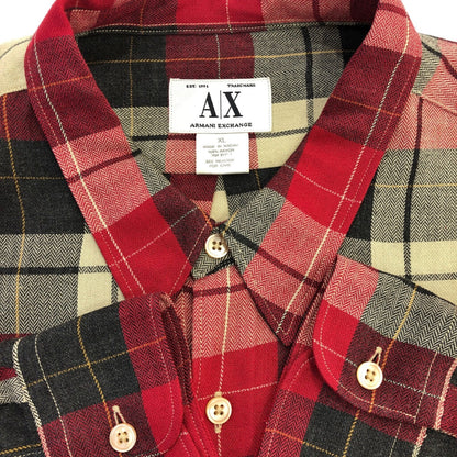 00s ARMANI EXCHANGE Rayon Checkered Long Sleeve Shirts XL [ 10769 ]