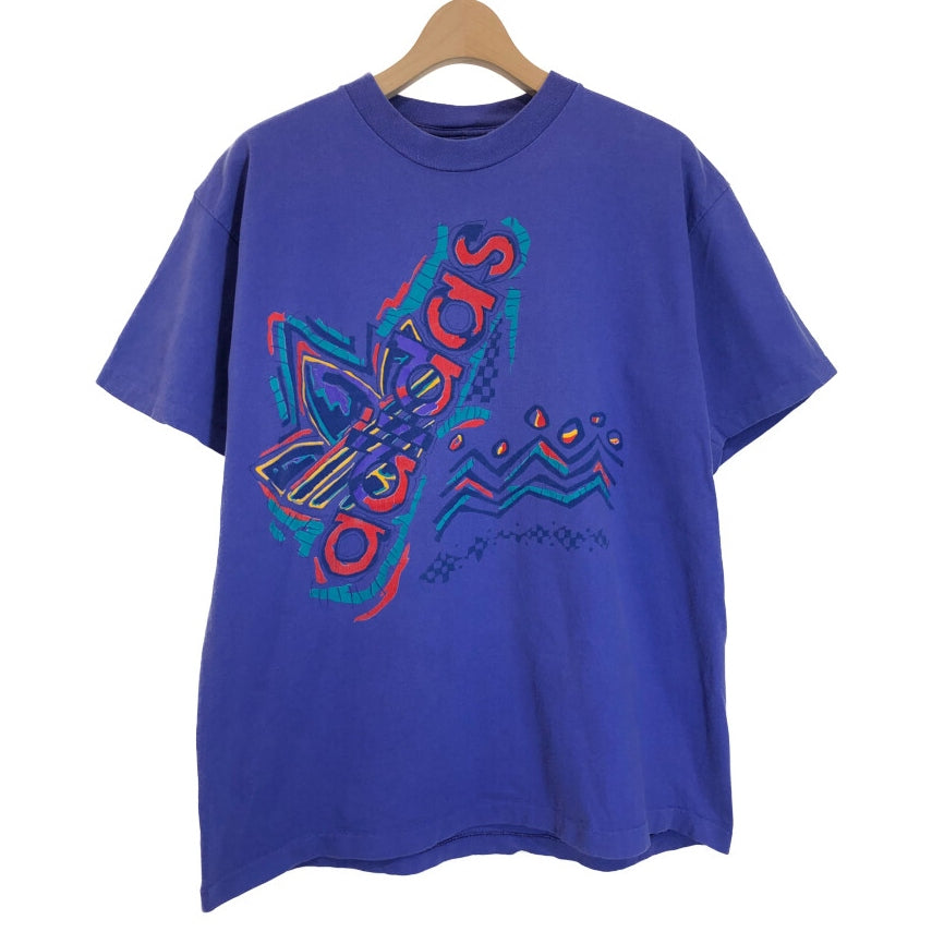 90s ADIDAS Print T-Shirt L [ 10886 ]