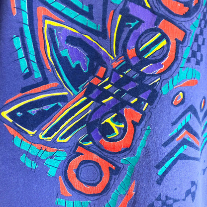 90s ADIDAS Print T-Shirt L [ 10886 ]